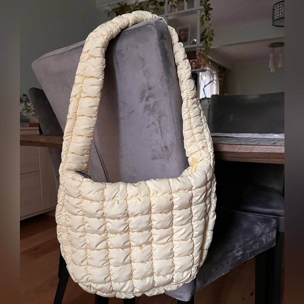 Large quilted puffy hobo bag